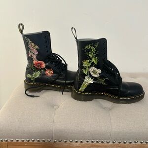 Doc Martens Lace Up Boots with Flower Accent